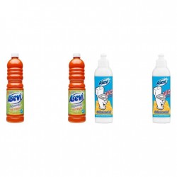 Pachet Promo: 2x Solutie Pardoseli Asevi 1l Portocala + 2x Asevi Odorizant Lichid 24h Wc Clasic, 200ml