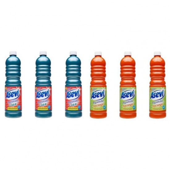 Pachet Promo: 3x Solutie Pardoseli Asevi 1l Cian + 3x Solutie Pardoseli Asevi 1l Portocala
