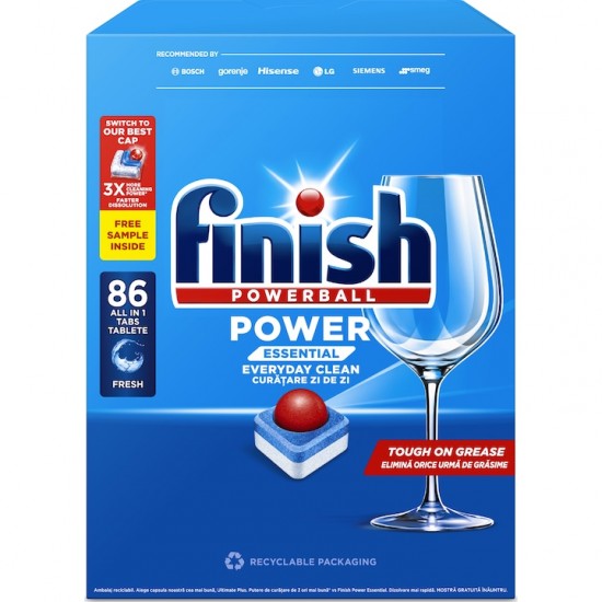 Pachet Promo: Finish Solutie Curatare Masina Vase Regular 250ml + Finish Essential, 86 Tablete, Capsule Pentru Masina De Spalat Vase