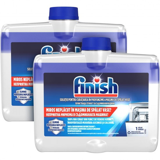 Pachet Promo: Finish Solutie Curatare Masina Vase Regular 250ml + Finish Essential, 86 Tablete, Capsule Pentru Masina De Spalat Vase