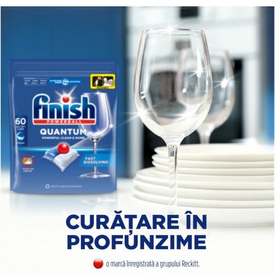 Pachet Promo: Finish Solutie Curatare Masina Vase Regular 250ml + Finish Quantum Poweball, 60 Tablete, Capsule Pentru Masina De Spalat