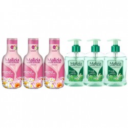 Pachet Promo: 3x Sapun Lichid Malizia Ceai Verde Si Menta 300 Ml + 3x Spumant De Baie Malizia Cu Fiori Di Lotto 1l