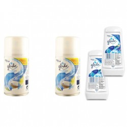 Pachet Promo: 2x Glade Odorizant Spray Rezerva Clean Linen 269ml + 2x Gel Odorizant Glade Marin 150 G