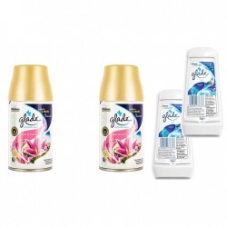 Pachet Promo: 2x Glade Odorizant Spray Rezerva Floral Blossom 269ml + 2x Gel Odorizant Glade Marin 150 G