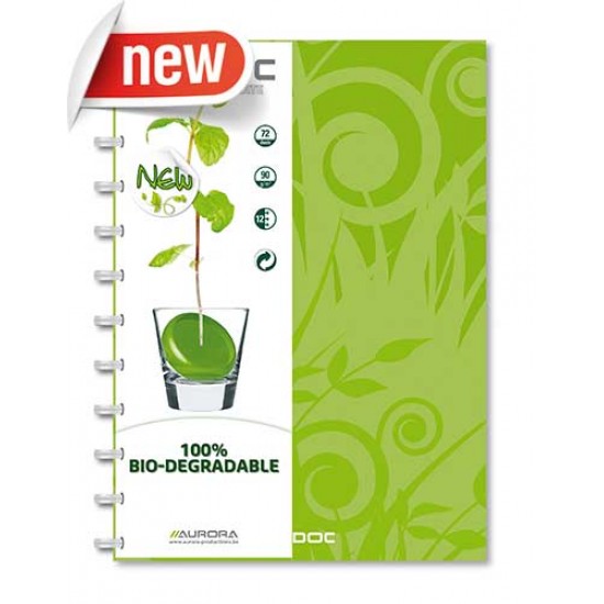 Caiet A4, 72 File - 90g/mp, Coperta Pp Verde, Inele Biodegradabile, Aurora Adoc - Matematica