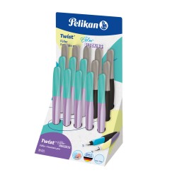 Stilou Twist Color Blocking, Penita M, Grip Ergonomic, Ambidextru, 1 Rezerva Mare Inclusa, Prezentare Pe Display 15 Buc, Diverse Culori