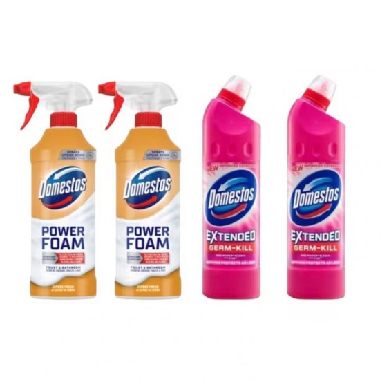 Pachet Promo: 2x Domestos Spray Spuma Baie Lamaie 435 Ml + 2x Domestos Pink 750 Ml