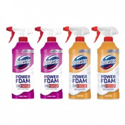 Pachet Promo: 2x Domestos Spray Spuma Baie Floral 435 Ml + 2x Domestos Spray Spuma Baie Lamaie 435 Ml