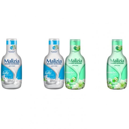 Pachet Promo: 2x Spumant De Baie Malizia Milk Cream  1l + 2x Spumant De Baie Malizia Cu Mosc Alb 1l