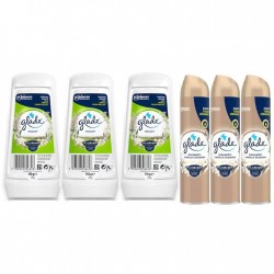 Pachet Promo: 3x Gel Odorizant Glade Lacrimioare 150 G + 3x Glade Odorizant Spray Romantic Vanilla 300ml