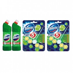 Pachet Promo:  2x Domestos Pine 1 L + 2x Domestos Power 5 Lime 55 G