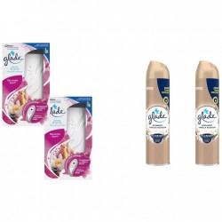 Pachet Promo: 2x  Set Odorizant Electric Sense&spray Plus Rezerva Glade Relaxing Zen 18 Ml + 2x Glade Odorizant Spray Romantic Vanilla 300ml