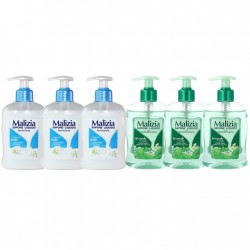 Pachet Promo: 3x Sapun Lichid Malizia  Crema De Lapte 300 Ml + 3x Sapun Lichid Malizia  Ceai Verde Si Menta 300 Ml
