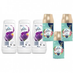 Pachet Promo: 3x Gel Odorizant Glade Lavanda 150 G + 3x Glade Odorizant Spray Rezerva Exotic Tropical Blossoms 269ml
