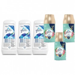 Pachet Promo: 3x Gel Odorizant Glade Marin 150 G + 3x Glade Odorizant Spray Rezerva Exotic Tropical Blossoms 269ml