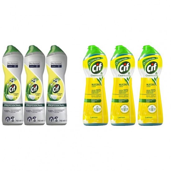 Pachet Promo: 3x Cif Professional Lemon 750 Ml + 3x Cif Cream Lemon 300 Ml