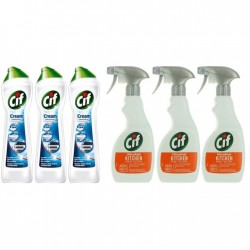Pachet Promo: 3x Solutie Cif Cream Original 500 Ml + 3x Cif Spray Bucatarie 500 Ml