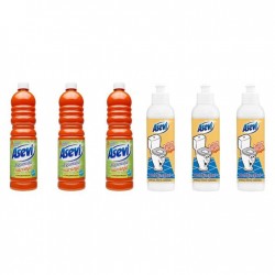 Pachet Promo: 3x Solutie Pardoseli Asevi 1l Portocala + 3x Asevi Odorizant Lichid 24h Wc Elegant, 200ml