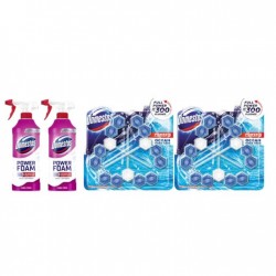 Pachet Promo: 2x Domestos Spray Spuma Baie Floral 435 Ml + 2x Domestos Power 5 Ocean 3x 55 G