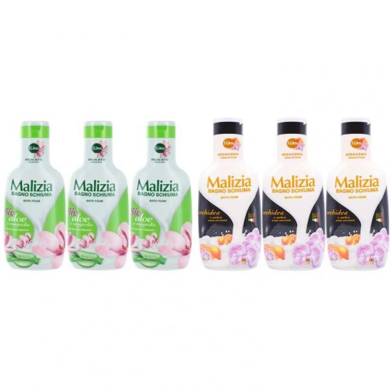 Pachet Promo: 3x Spumant De Baie Maliziacu Aloe & Magnolia 1l + 3x Spumant De Baie Malizia Orhidea & Ambra 1l