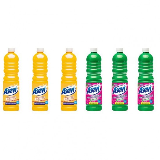 Pachet Promo: 3x Solutie Pardoseli Asevi 1l Ceara + 3x Solutie Pardoseli Asevi 1l Green