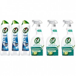 Pachet Promo: 3x Solutie Cif Cream Original 500 Ml + 3x Cif Vetri Briliant Bergamota 650 Ml