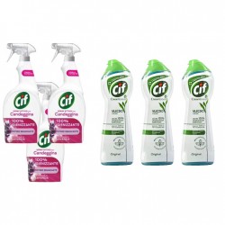 Pachet Promo: 3x Cif Spray Candeggina Lavanda 650 Ml + 3x Cif Cream Original 300 Ml