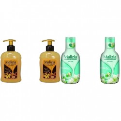 Pachet Promo: 2x Sapun Lichid Malizia Vanilie Si Argan 300 Ml + 2x Spumant De Baie Malizia Cu Mosc Alb 1l