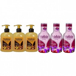 Pachet Promo: 3x Sapun Lichid Malizia Vanilie Si Argan 300 Ml + 3x Spumant De Baie Malizia Cu Goji Si Flori De Goji 1l