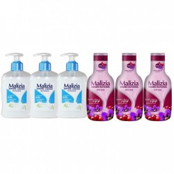 Pachet Promo: 3x Sapun Lichid Malizia Crema De Lapte 300 Ml + 3x Spumant De Baie Malizia Cu Goji Si Flori De Goji 1l