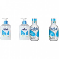 Pachet Promo: 2x Sapun Lichid Malizia Crema De Lapte 300 Ml + 2x Spumant De Baie Malizia Milk Cream 1l