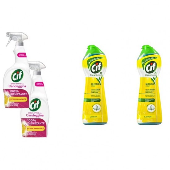 Pachet Promo: 2x Cif Spray Candeggina Lamaie 650 Ml + 2x Cif Cream Lemon 300 Ml