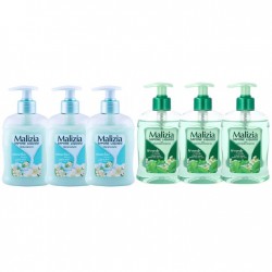 Pachet Promo: 3x Sapun Lichid Malizia  Muschio Bianco 300 Ml + 3x Sapun Lichid Malizia  Ceai Verde Si Menta 300 Ml
