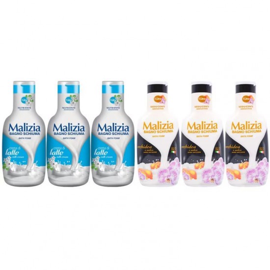 Pachet Promo: 3x Spumant De Baie Malizia Milk Cream  1l + 3x Spumant De Baie Malizia Orhidea & Ambra 1l