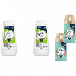 Pachet Promo: 2x Gel Odorizant Glade Lacrimioare 150 G + 2x Glade Odorizant Spray Rezerva Exotic Tropical Blossoms 269ml
