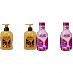 Pachet Promo: 2x Sapun Lichid Malizia Vanilie Si Argan 300 Ml + 2x Spumant De Baie Malizia Cu Goji Si Flori De Goji 1l
