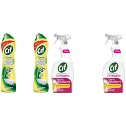Pachet Promo: 2x Solutie Cif Cream Lemon 500 Ml + 2x Cif Spray Candeggina Lamaie 650 Ml