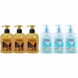 Pachet Promo: 3x Sapun Lichid Malizia  Vanilie Si Argan 300 Ml + 3x Sapun Lichid Malizia Muschio Bianco 300 Ml