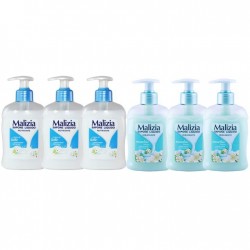 Pachet Promo: 3x Sapun Lichid Malizia  Crema De Lapte 300 Ml + 3x Sapun Lichid Malizia  Muschio Bianco 300 Ml