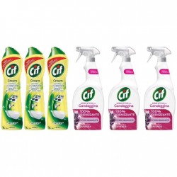 Pachet Promo: 3x Solutie Cif Cream Lemon 500 Ml + 3x Cif Spray Candeggina Lavanda 650 Ml