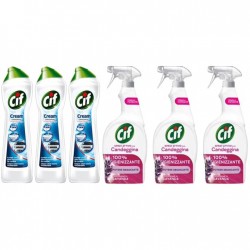 Pachet Promo: 3x Solutie Cif Cream Original 500 Ml + 3x Cif Spray Candeggina Lavanda 650 Ml