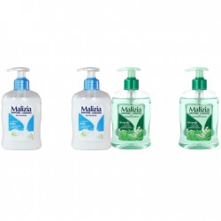 Pachet Promo: 2x Sapun Lichid Malizia  Crema De Lapte 300 Ml + 2x Sapun Lichid Malizia Ceai Verde Si Menta 300 Ml