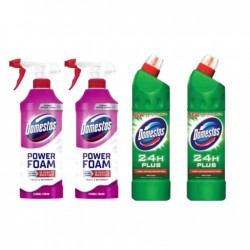 Pachet Promo: 2x Domestos Spray Spuma Baie Floral 435 Ml + 2x Domestos Pine 1l