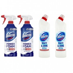 Pachet Promo: 2x Domestos Spray Spuma Baie Briza Marii 435 Ml + 2x Domestos White 750 Ml