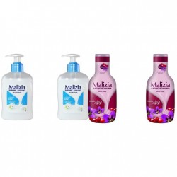 Pachet Promo: 2x Sapun Lichid Malizia Crema De Lapte 300 Ml + 2x Spumant De Baie Malizia Cu Goji Si Flori De Goji 1l