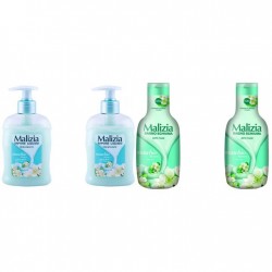 Pachet Promo: 2x Sapun Lichid Malizia  Muschio Bianco 300 Ml + 2x Spumant De Baie Malizia  Cu Mosc Alb 1l
