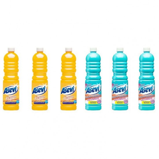 Pachet Promo: 3x Solutie Pardoseli Asevi 1l Ceara + 3x Solutie Pardoseli Asevi 1l Ph Neutru