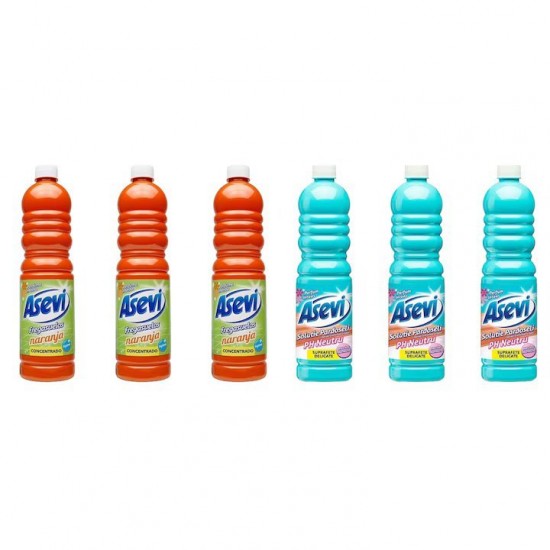 Pachet Promo: 3x Solutie Pardoseli Asevi 1l Portocala + 3x Solutie Pardoseli Asevi 1l Ph Neutru