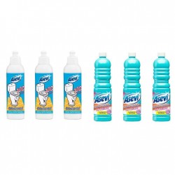 Pachet Promo: 3x Solutie Pardoseli Asevi 1l Ph Neutru + 3x Asevi Odorizant Lichid 24h Wc Clasic, 200ml