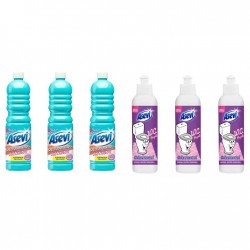 Pachet Promo: 3x Solutie Pardoseli Asevi 1l Ph Neutru + 3x Asevi Odorizant Lichid 24h Wc Purple, 200ml